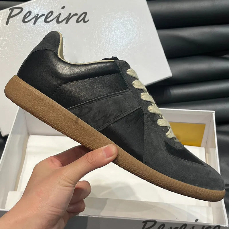 Summer Trendy Retro Men's Casual Sneakers Versatile Comfortable Patchwork Training Shoes Round Toe Lace-Up Flats Sports Shoes