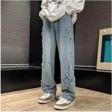 Y2K Clothes Straight Hip Hop Cotton Trousers Pantalon Homme 2024 New Fashion Stars Towel Embroidery Brown Men Jeans Pants