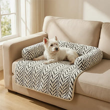 Pet Sofa Bed Mat with Side Bolsters Soft Fluffy Couch Protector Mat Anti-slip Dog Cat Bed Sleeping Cushion for Small Medium Pets