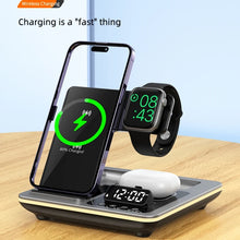 5 in 1 Warm Light Wireless Charger Dock Fast Charging Station for Apple Airpods iWatch iPhone 12 13 14 15 16 17 with Alarm clock