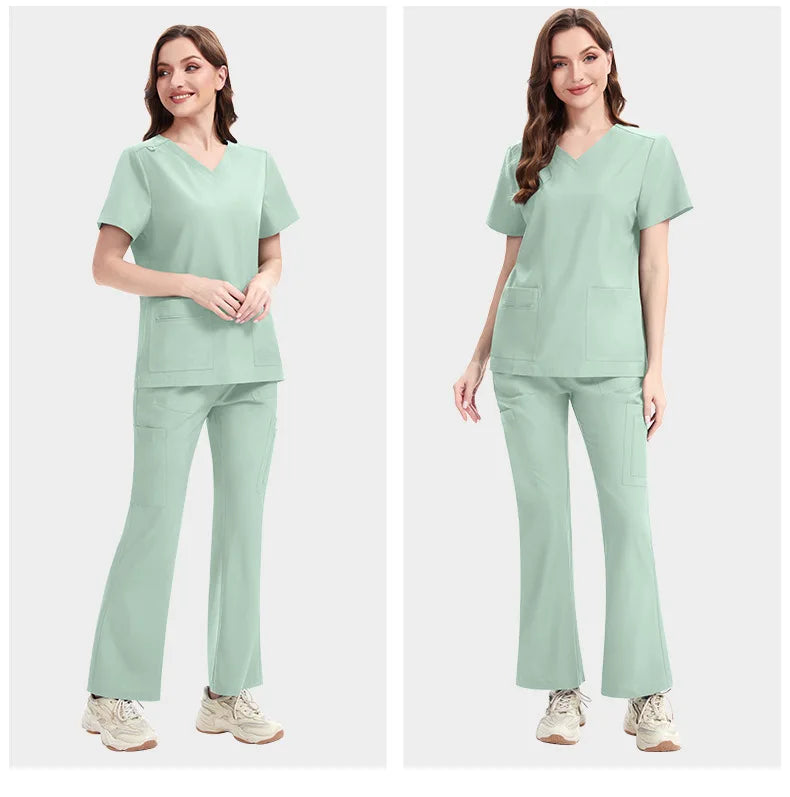 New Slim Fit Women Scrubs Sets Woman Medical Uniforms Nurses Accessories Clinic Beauty Salon Spa Pet Shop Workwear Clothing