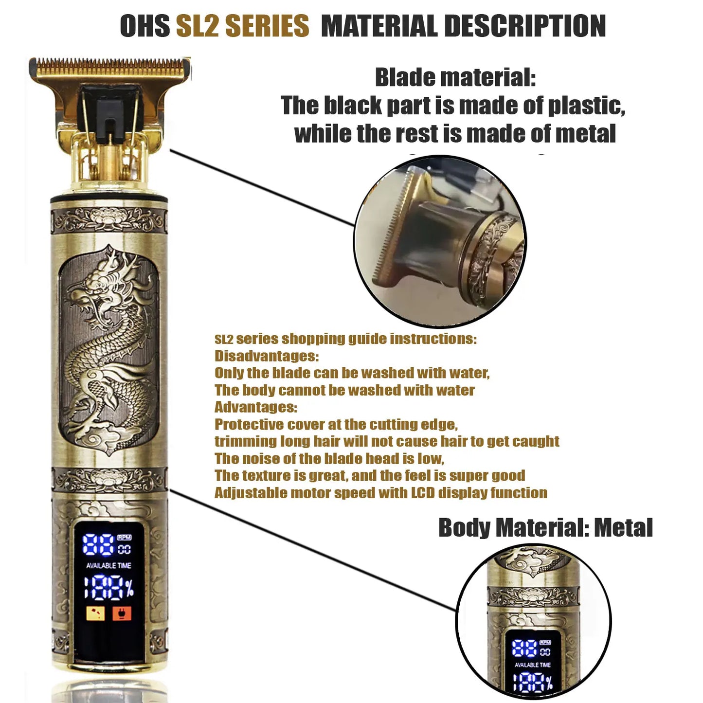 T9 Hair Clipper 0mm Barber Shaver Beard Trimmer Electric