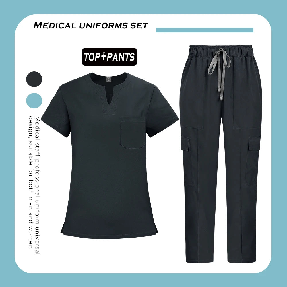 Medical Nurse Uniforms 2Pcs Clinical Nursing Top Pants Hospital Scrubs Set Women Men Surgery Clothes Dentist Overalls Work Wear
