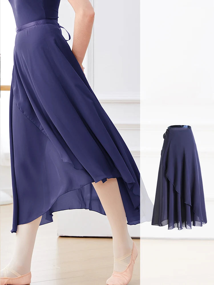 Adult Ballet Wrap Skirt for Women Soft Chiffon Dance Practice Skirt Ballet Class Performance Cover Up