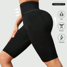 Women High Waist Seamless Slim Shorts Stretchy Push Up Butt Linear Aesthetic Yoga Shorts Knitted Workout Running Leggings