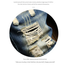 2025 Summer Ripped Denim Shorts Jeans Men's Five Quarter Loose Size Medium Pants Fashion Brand Personality Beggar