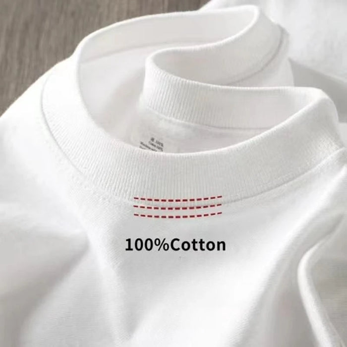 T-shirt lourd blanc pur 260g pour hommes, été, coton pur, manches courtes, nouveau streetwear pour hommes et femmes
