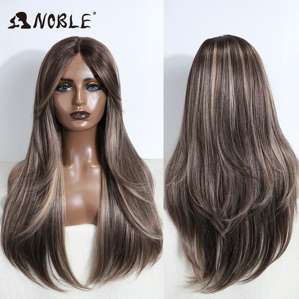 Noble 26 Inch Synthetic Lace Front Wig Ombre Blonde Cosplay