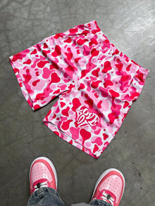 2026 Summer New Men's Shorts with 3D Heart Pattern Print - Street Casual Fashion Comfortable Breathable Lightweight