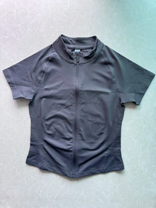 Women Short Sleeve Zippy Top Raglan Cap Sleeve Shirt