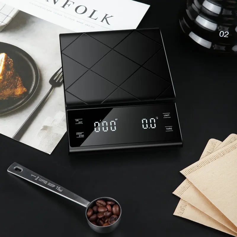 Smart Coffee Electronic Scale High Precision Digital Timing LCD Scale 3kg/0.1g Coffee Balance Measuring Weight Scale for Kitchen