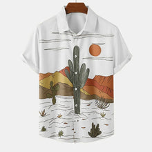 Desert Cactus Shirt for Men 3D Print Summer Hawaiian Harajuku Fashion Shirt Top Blouse Short Sleeves Street Vacation Beachwear