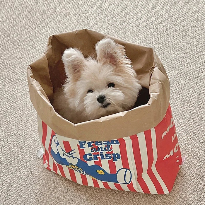 Jouet à mâcher sonore de décompression pour chien, en forme de sac en papier kraft pour pop-corn, avec nourriture cachée, créatif et mignon, pour animaux de compagnie chats et chiens