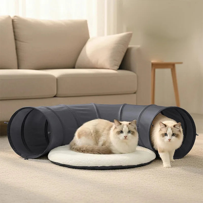New Foldable Indoor Cat Tunnel Scratch Resistant Soft Cushion Pillow Set Cat Toys Interactive Hide Seek Game Tunnel Pet Supplies