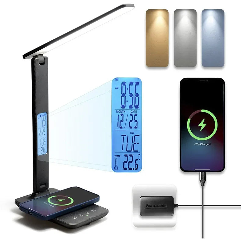 LED Table Lamp Eye Protection Students Learn Special Lamp Bedroom Bedside Wireless Charging Perpetual Calendar Table Lamp