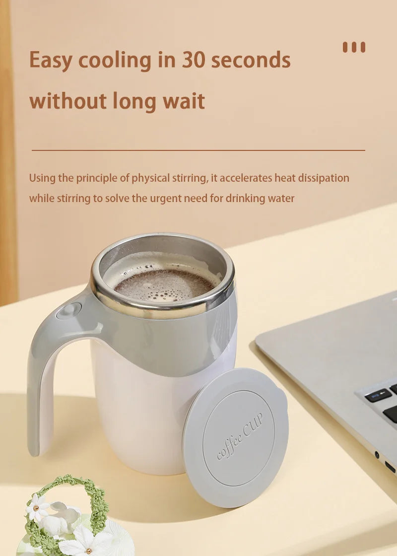 Portable Automatic Stirring Coffee Mug Magnetic Electric Stainless Steel Self Mixing Coffee Tumbler Rotating Home Office Travel