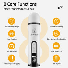 Pet Nail Grinder with LED Light - USB Rechargeable Clipper for Cats and Dogs, Professional Paws Grooming Trimmer Supplies