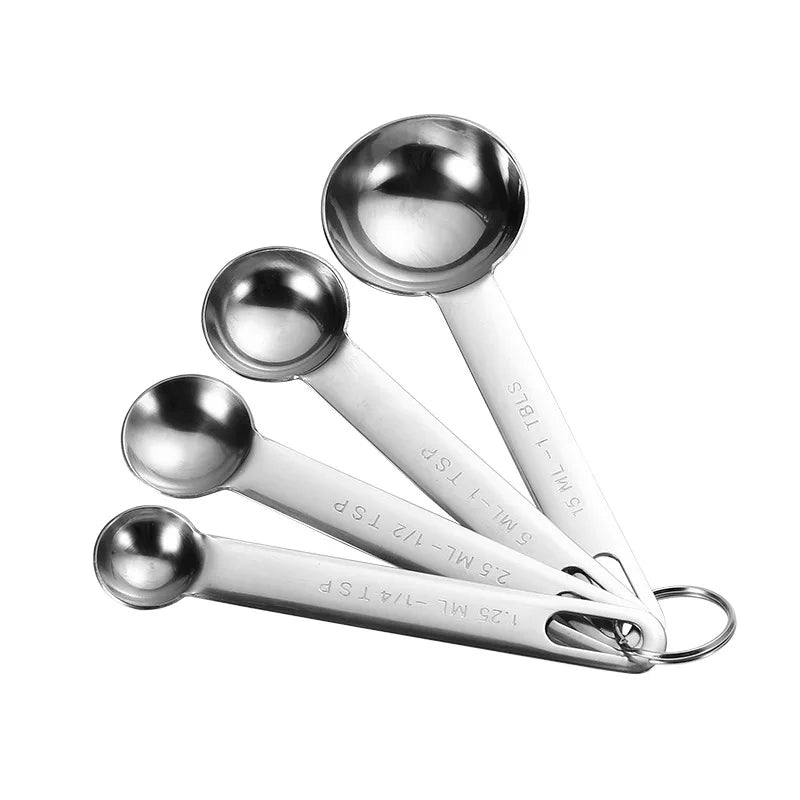 Stainless steel measuring spoon 4/6/7/8 pcs set with scale measuring ruler spoon kitchen coffee baking measuring tool set