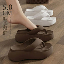 Height-increasing Platform Slippers Non-slip 5CM EVA Beach Sandals Soft Sole Anti-odor Women's Flip Flops Everyday Outfits