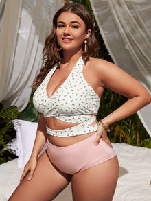 Womens Plus Size Two Piece Bikini Set Printed Swimsuit