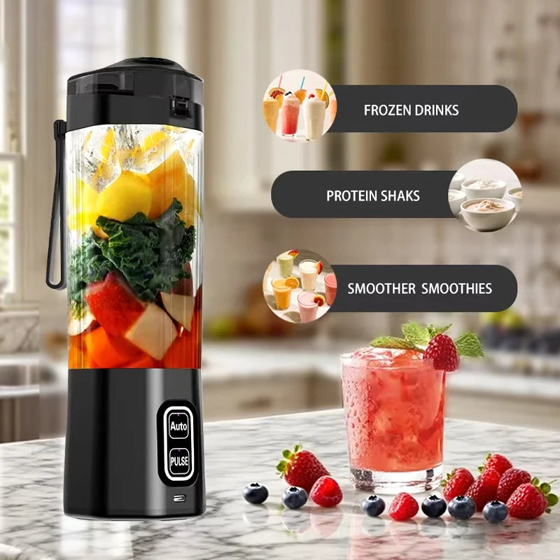 Portable Electric Juice Maker Blender 700ML USB Rechargeable Fruit Mixer 6 Blades Juicer for Shakes Smoothies Fresh Juicing Cup