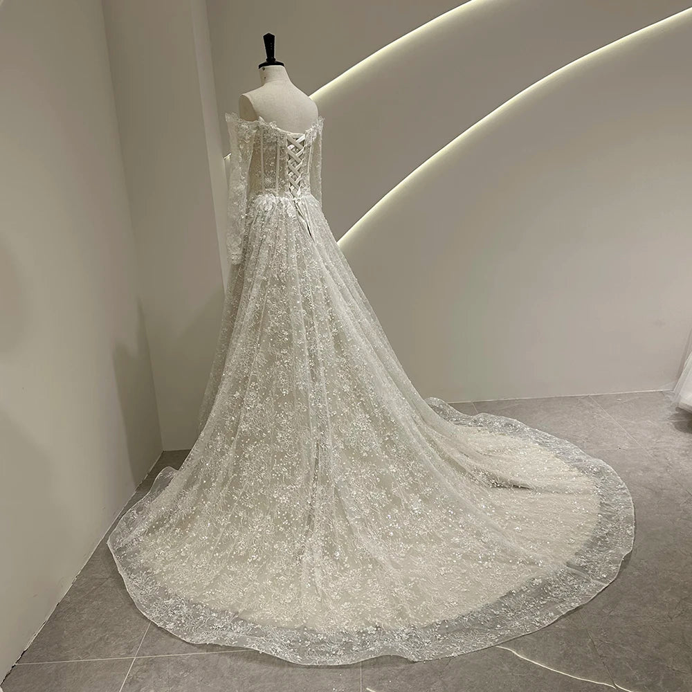 SL-9534 Customized SuLi Lace Wedding Dress For Women Brides Boho Robe De Mariee Long Sleeve Custom Made Wedding Gowns