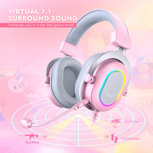 FIFINE Gaming Headset with RGB/7.1 Surround Sound/MIC/Line control,USB Over-ear Headphone for Gamer/PC/PS4/PS5 Ampligame H6P