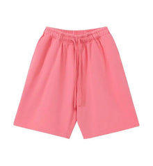 12 Colors 100% Cotton Men's and Women's Same Pull Rope High Waist Loose Fashion Casual Oversize Shorts sweatpants