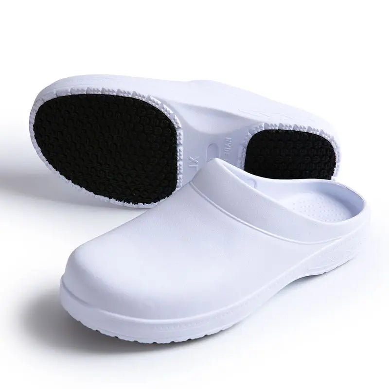 Unisex Non-Slip Eva Sole Shoes - Comfortable Black Work Shoes Suitable for Nurses, Chefs, and Office Use, with Easy Slip-On Design, Tire-Textured Soles for Enhanced Grip, Chef's Clogs, Slip-On Footwear, Durable Slippers, Non-