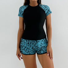 Women's Swimsuit Tankini Set Female Short Sleeve Swimwear 2025 Surfing Sports Pool Beachwear Two-Piece Bathing Suits With Shorts