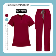 Medical Nurse Uniforms 2Pcs Clinical Nursing Top Pants Hospital Scrubs Set Women Men Surgery Clothes Dentist Overalls Work Wear