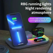 5 in 1 Wireless Charging Station for Apple Devices 15W Fast Alarm Clock LED Light Charger Stand for iPhone Watch AirPods Desktop