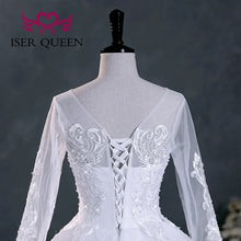 Customized Beaded Pretty Lace Appliques Wedding Dress A line  Long Sleeves V neck Plus Size Wedding Dresses For Women WX0303