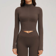 Yoga Long Sleeve Zipper Jacket Crop Tops Running Quick Dry