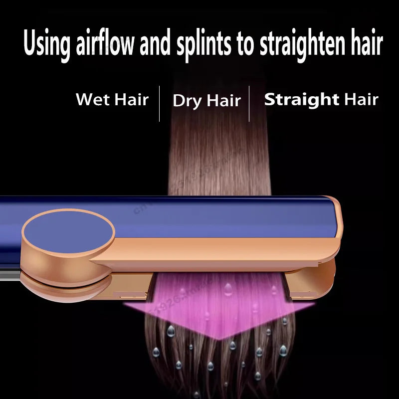 2 IN 1 Professional Hair Straightener & Hair Dryer Heat-Up Hair Flat Iron Negative Ion Iron Long-Lasting Styling Tool
