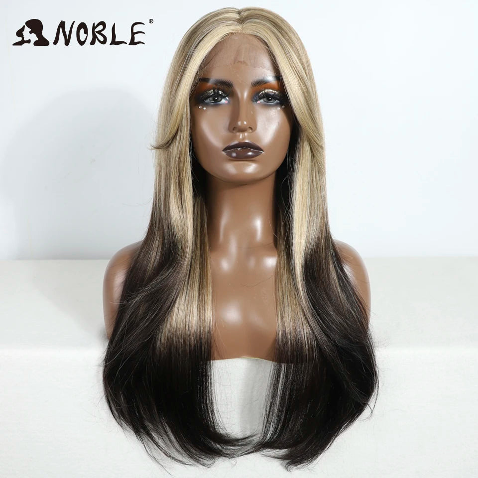Noble 26 Inch Synthetic Lace Front Wig Ombre Blonde Cosplay