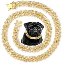 Collier pour chien chaîne cubaine en acier inoxydable avec boucle de sécurité réglable pour races petites et moyennes