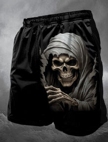 Men's Skull Long Swim Trunks Surf Trunks Shorts Fashion Street Trend Casual Daily Vacation with Elastic Waist Designer Clothing