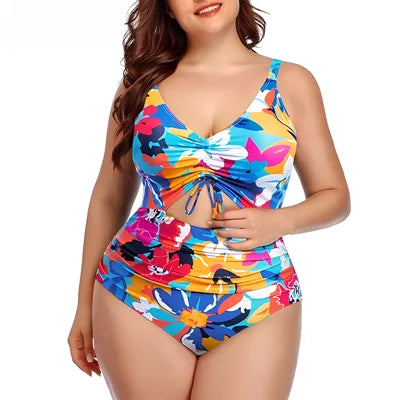 Plus Size Floral One Piece Swimsuit With Tummy Control