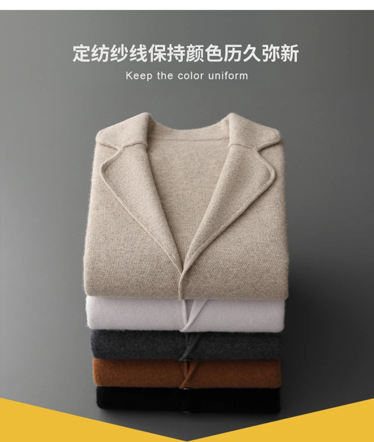 New Autumn and Winter Cashmere Sweater Large Size Men's Thickened Cashmere Knitted Cardigan Casual Jacket Top