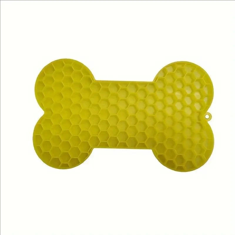 Bone Shape Silicone Licking Pad Pet Dog Peanut Butter Slow Food Bowl Eating for Cats Dogs Feeder Feeding Lickmat