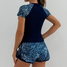 Women's Swimsuit Tankini Set Female Short Sleeve Swimwear 2025 Surfing Sports Pool Beachwear Two-Piece Bathing Suits With Shorts