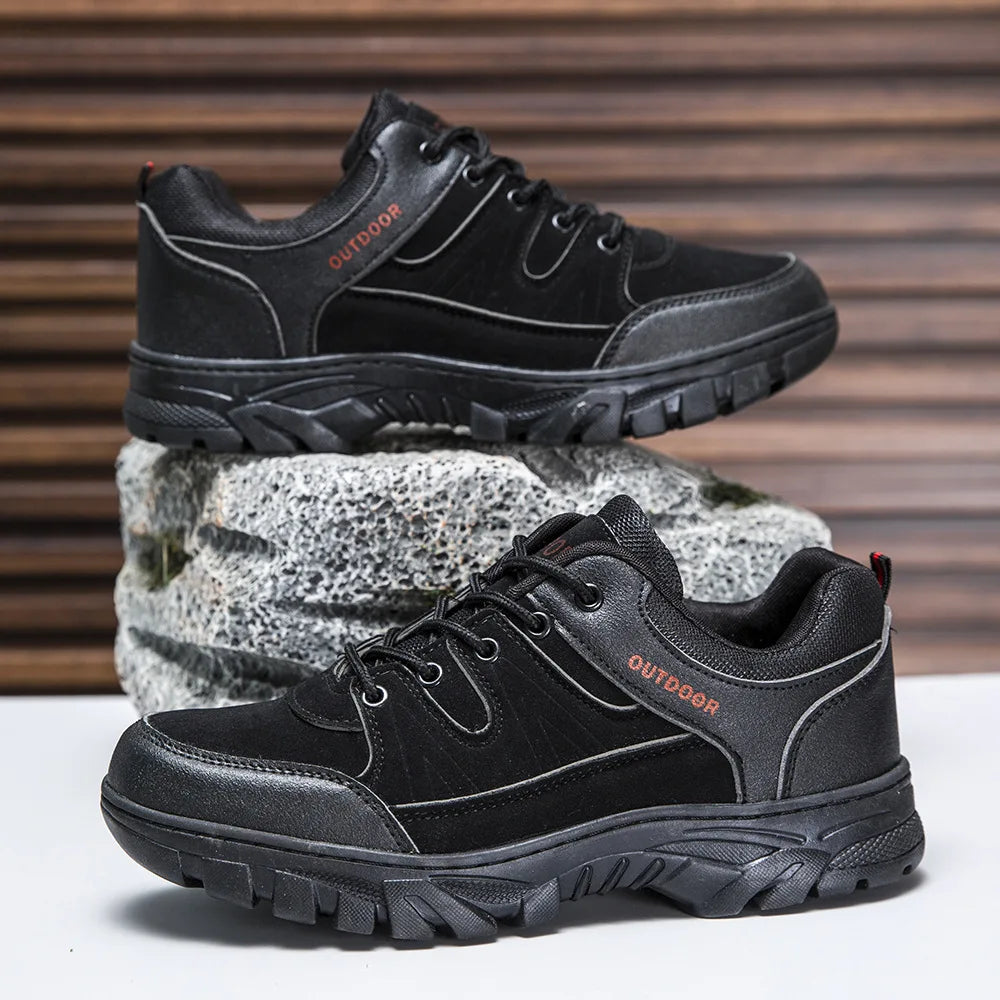 Outdoor Climbing Shoes Men's Trendy Flat Work Shoes Casual Sports Style New Model Comfortable Warmth Synthetic Leather Upgraded