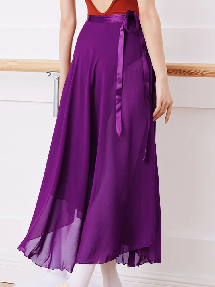 Adult Ballet Wrap Skirt for Women Soft Chiffon Dance Practice Skirt Ballet Class Performance Cover Up