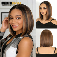 Freedom 10 Inch Bob Wig Lace Front 13x3 Ombre Brown Cosplay