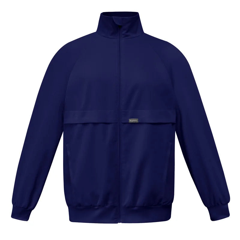 Surgical gown jacket, long sleeved jacket, stand up collar with multiple pockets, medical brush gloves, nurse work clothes