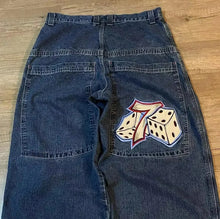 Men Women Retro Gothic High Waist Jeans Y2k Baggy Black Harajuku Hip Hop Pattern Embroidered Blue Denim Pants Wide Leg Jeans