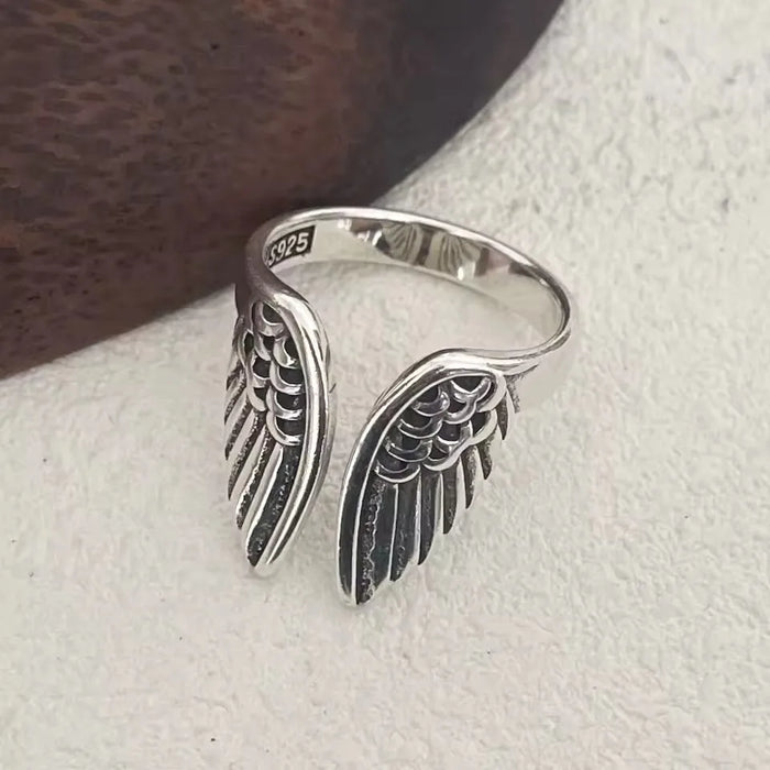 Bague Sam Panda en argent sterling 925 pour femmes et hommes, bijou raffiné ajustable en forme d'ailes, cadeau d'anniversaire ou pour une fête