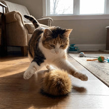Washable Soft Fluffy Rabbit Fur Cat Rabbit Fur Scratch Resistant Cat Teaser Ball Bite Resistant Fluffy Pet Indoor