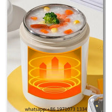 600ML Portable USB Electric Heating Lunch Box Stainless Steel Food Warmer with Drink Function for Picnics Food Heater